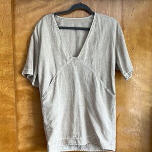 Linen Blend V-Neck Women's Tunic